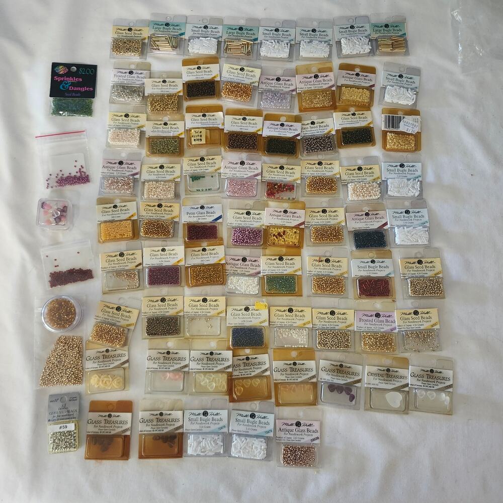76 Packs Beads Glass Treasues Mostly Mill Hill Full Partial B8